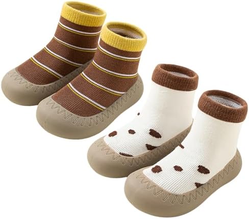 Toddler Baby Unisex Socks Shoes Rubber Sole Non Slip First Walker Shoes for Toddler Baby