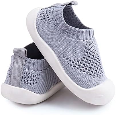 Toddler First Walking Safer Non-Slip Lightweight Wide Tennis Shoes Baby Slip on Breathable Sock Sneakers Infant Mesh Knitted Elastic Soft Sole Indoor Shoes 1-4 Years Boy Girls Outdoor Walkers Shoes