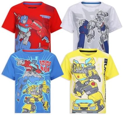 Transformers Hasbro Boys 4 Pack Short Sleeve T-Shirt for Toddler and Big Kids