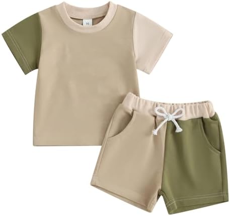 Twopumpkin Summer Toddler Boy Baby Clothes Short Sleeve T Shirts Top And Shorts Infant Neutral Outfit 6 9 12 18 24 Month 2t