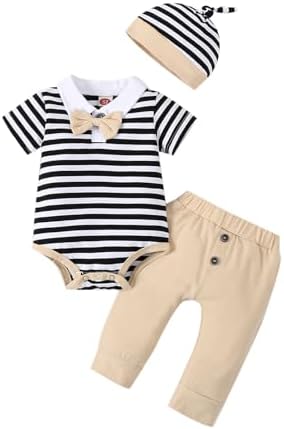 VINUOKER Infant Baby Gentleman Clothes Set Baby Jumpsuit Romper Cotton Outfit Set