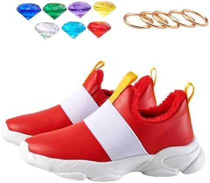 Winter Shoes for Boys Girls Kids Red Color Sneaker with Sonic Birthday Supplies Rings and Gems