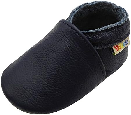 YALION Soft Leather Baby Shoes Moccasins Slip-on Boys Girls Slippers with Elastic Ankle, Anti-Slip First Walking Crib Shoes for Infant Toddlers