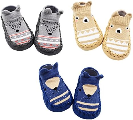 Z-Chen 3 Pairs of First Walking Shoes ABS Socks Baby Shoes Non-Slip