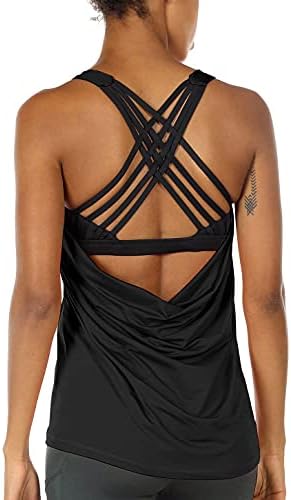 icyzone Women's Open Back Workout Athletic Yoga Tank Tops with Built in Bra