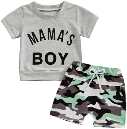 mlpeerw Toddler Baby Boy Summer Clothes Camo Print Short Sleeve T-Shirt Casual Shorts Set Newborn Outfit