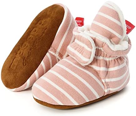 ohsofy Newborn Baby Cotton Booties Stay On Slipper Winter Warm Soft Shoes Non-Skid Infant Ankle Boots Crib Shoes