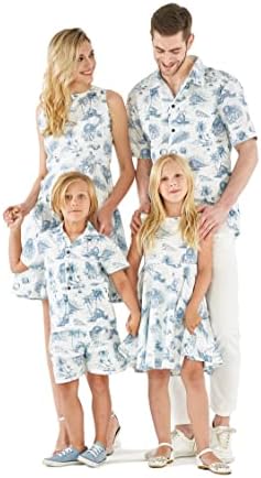 Matchable Family Hawaiian Luau Men Women Girl Boy Clothes in Vintage Tropical Toile