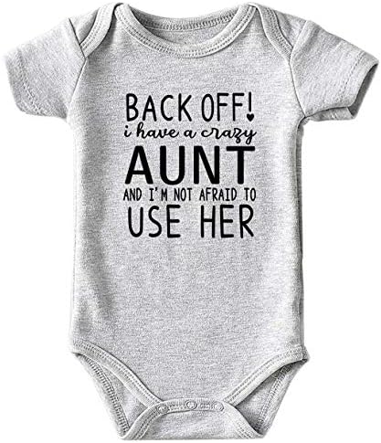 Azzwnee Crazy Aunt Baby Boy Clothes Unisex Funny Baby Girl Bodysuits gray 0-3 months