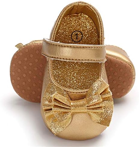 BABITINA Baby Girl Shoes Mary Jane Flats with Bowknot Non-Slip Toddler First Walkers Infant Dress Shoes