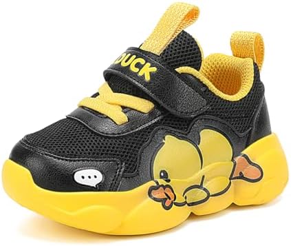 B.Duck Toddler Boys Girls Sneakers First Walking Shoes Lightweight Non-Slip Yellow Duck Tennis Shoes with Hook and Loop