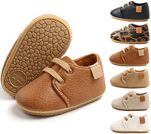 BiBeGoi Baby Boys Girls Oxford Shoes PU Leather Soft Rubber Sole Sneakers Anti-Slip Toddler Ankle Boots Infant Walking Shoes Moccasins