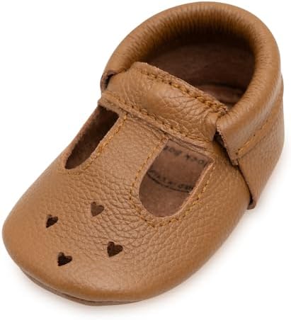 BirdRock Baby Mary Jane Moccasins - Genuine Leather Soft Sole Baby Girl Shoes for Newborns, Infants, Babies, and Toddlers