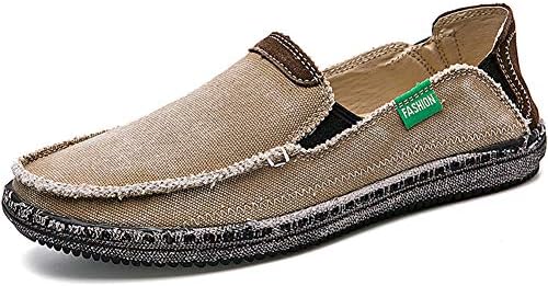 CASMAG Men's Casual Cloth Shoes Canvas Slip on Loafers Leisure Vintage Flat Boat Shoes