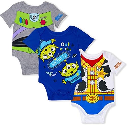 Disney 3-Pack Toy Story Infant Baby Boy Onesies with Woody, Buzz, Aliens