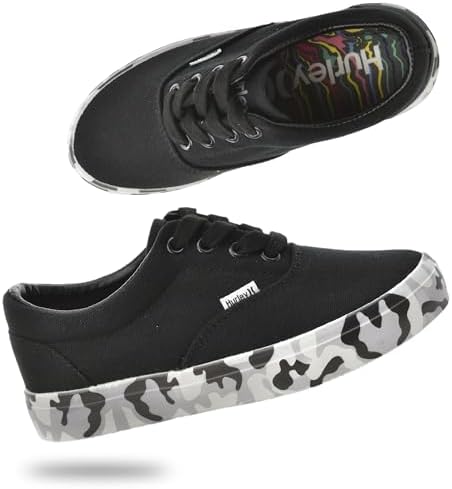 Hurley Marley Kids Lace Up Canvas Sneakers Low Cut Skateboarding Shoes for Kids, Sports Shoes for Boys and Girls