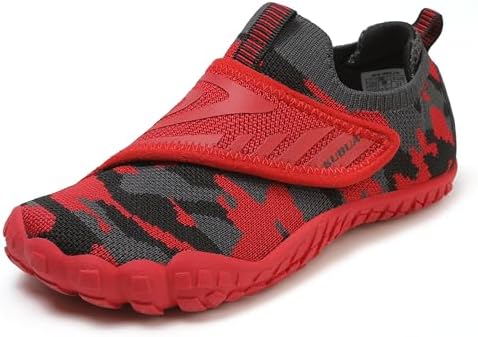 KUBUA Kids Barefoot Shoes for Boys Girls Zero Drop Sneakers Minimalist Natural Splay Shoes for Toddler Outdoor Hiking Tennis Walking Running Red 2 Big Kid