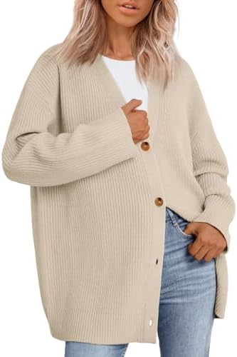 LILLUSORY Women's Cardigan 2023 Open Front Oversized Button Lightweight Sweaters V Neck Loose Cardigans Knit Outwear