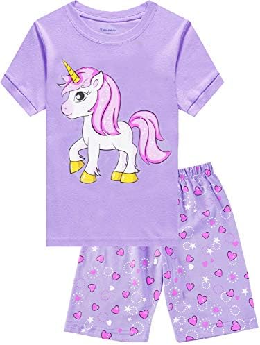 Little Girls Pajamas Short Sleeve 100% Cotton Toddler Pjs Mermaid Sleepwear Unicorn Pajama Summer Clothes Sets 1-7T