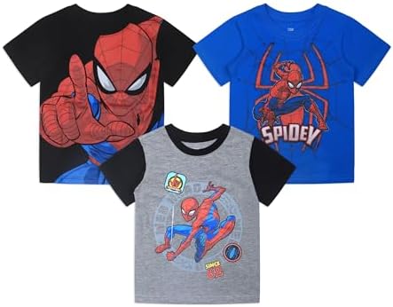 Marvel Spiderman 3 Pack Boys T-Shirts for Toddlers and Little Kids