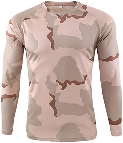 Mens Long Sleeve Baselayer,Quick-drying Camouflage T-shirt Breathable Crew Neck Military Clothes Fou Outdoor Hunting Hiking Camping Climbing Fishing