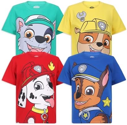 Nickelodeon Paw Patrol Boy's 4 Pack Graphic T-Shirt for Toddlers and Little Boys