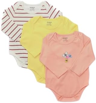 Nuego Baby Girl Bodysuits | Infants (Yellow, White & Brown) (Set Of 3)