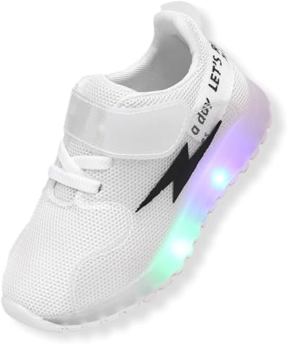 PATPAT Kids Shoes with LED Light Up Toddler Shoes Shiny Sneakers for Kids Boys Girls Barefoot Shoes Stylish and Breathable