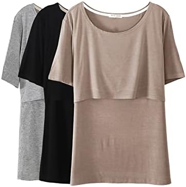 Smallshow Women's Maternity Nursing Tops Short Sleeve Breastfeeding Clothes