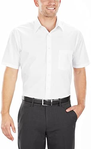 Van Heusen mens Dress Shirts Short Sleeve Poplin Solid Dress Shirt