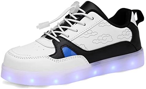 Voovix Kids LED Light Up Shoes Shiny Low-Top Sneakers for Boys and Girls Child Unisex