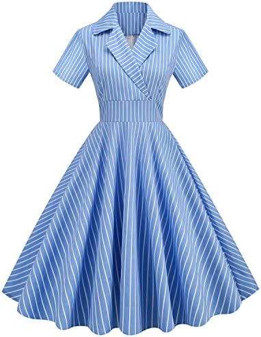 Women 1950s Vintage Shirt Dress 40s 50s Cape Collar A-line Swing Office Work Party Tea Dresses