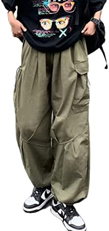 Y2k Pants Men Baggy Casual Wide Leg Cargo Pants with Pockets Goth Grunge Emo Pants Parachute Pants Men