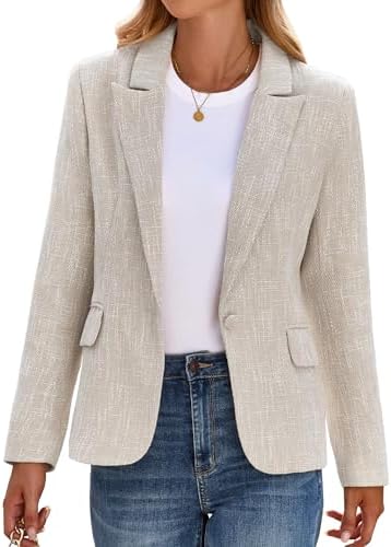 luvamia Tweed Blazers for Women Business Casual Dressy Blazer Jacket Work Suits Office Professional Outfits Long Sleeve